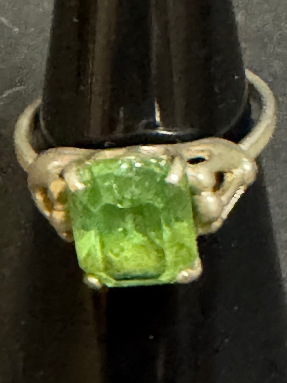 Sarah Coventry Sterling Silver Green Uranium Gemstone Statement Ring